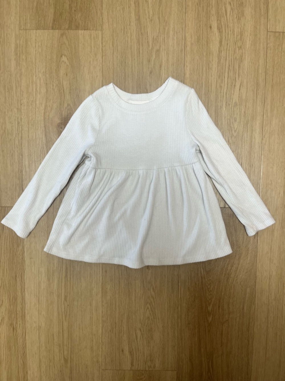 Cat & Jack Cream Long-Sleeve Ribbed Peplum Top